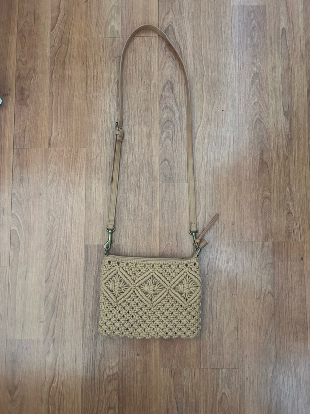 Sonoma Goods For Life Kaia Rope Tan Crochet Crossbody Bag Shoulder Bag Handbag